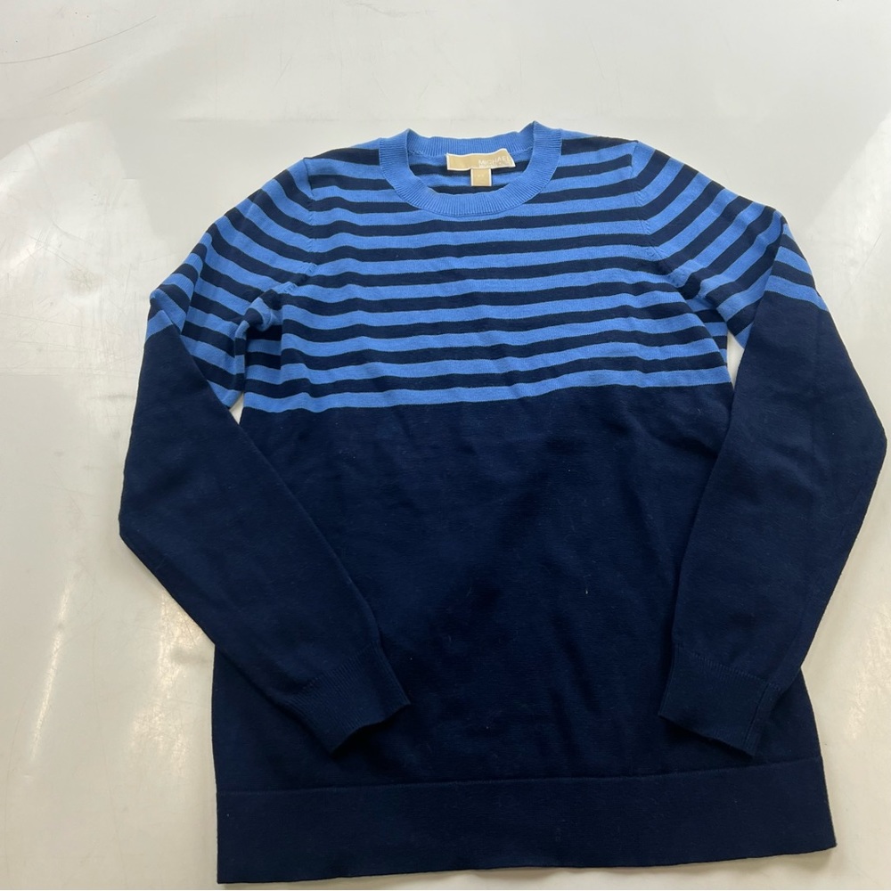Michael Kors was blue striped crewneck blouse XS L39-12 - Picture 2 of 5